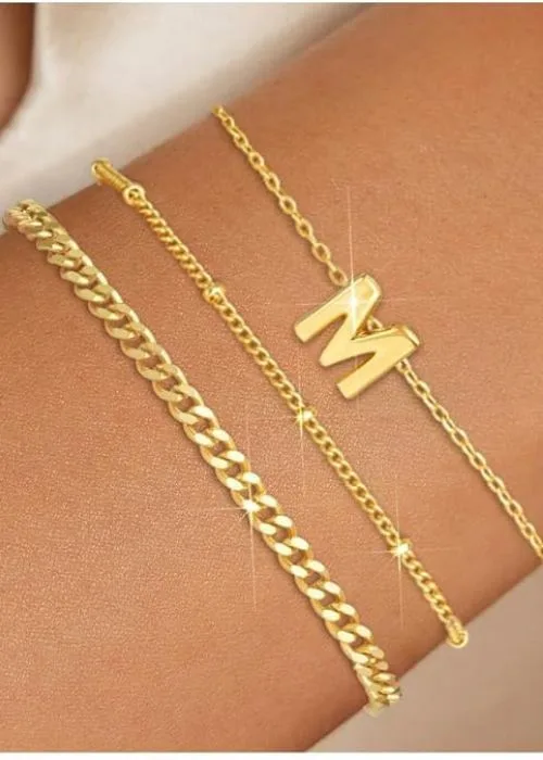 3 Pcs Gold and Silver Bracelets for Women