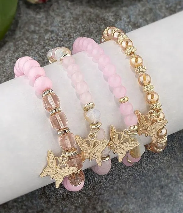 Bracelets Set Gold Beaded