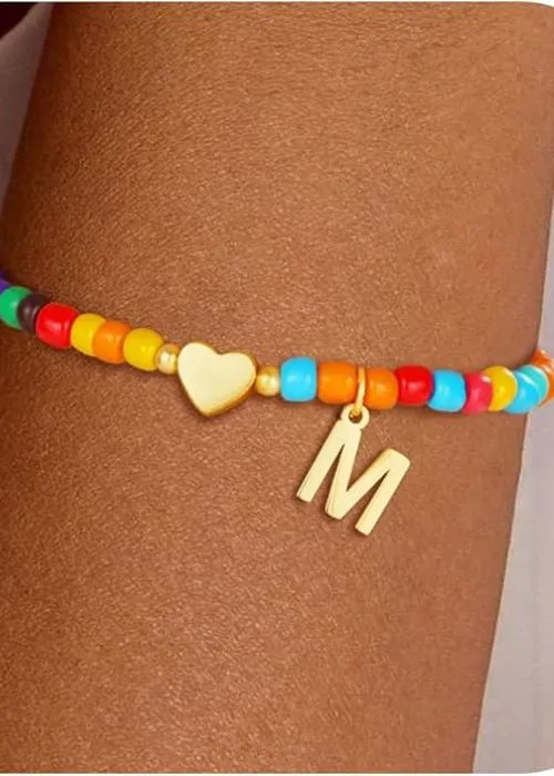 Colorful Initial Bracelets for Women Girls