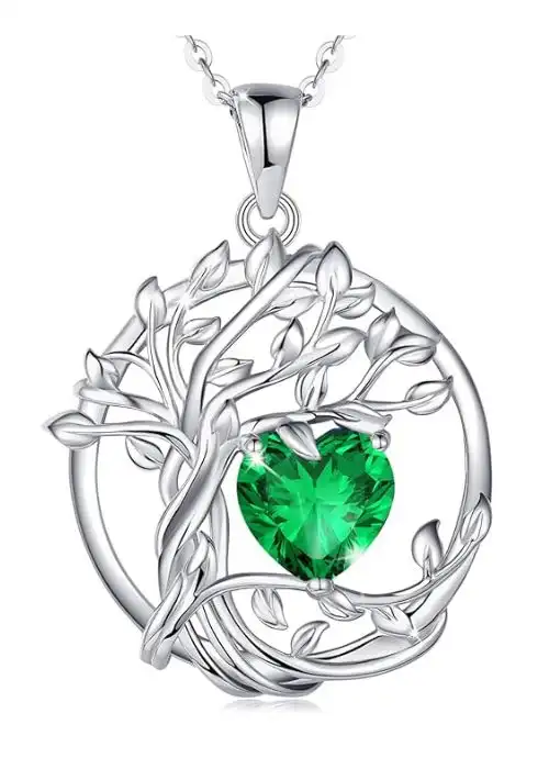 FANCIME Tree of life Birthstone necklace