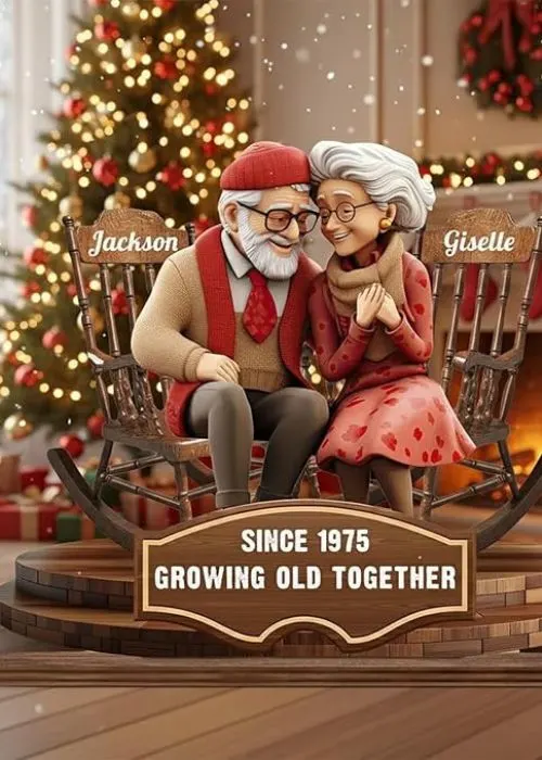 Personalized Growing Old Together Standing Wooden Plaque