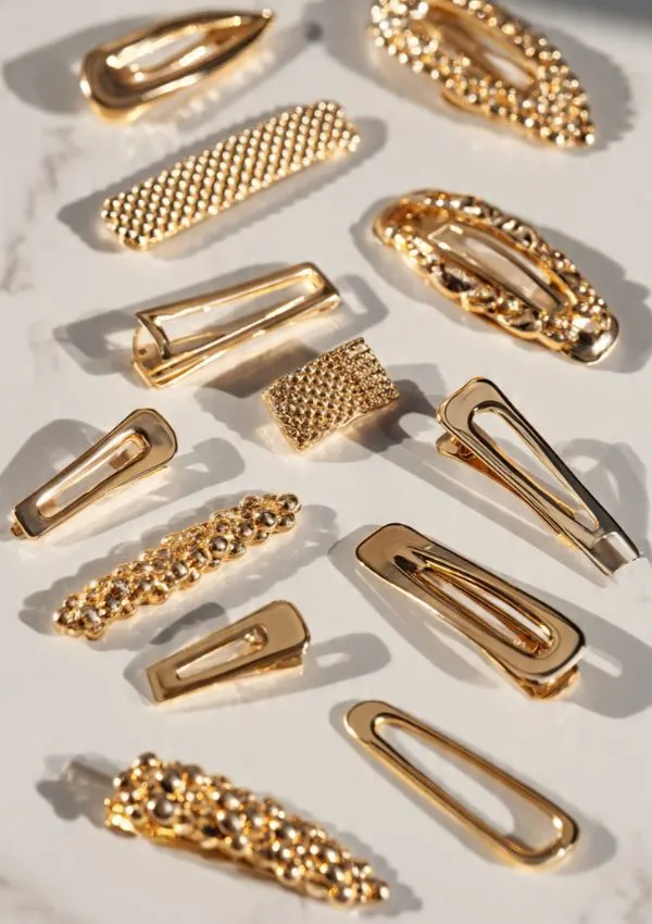 Gold Hair Clips Set