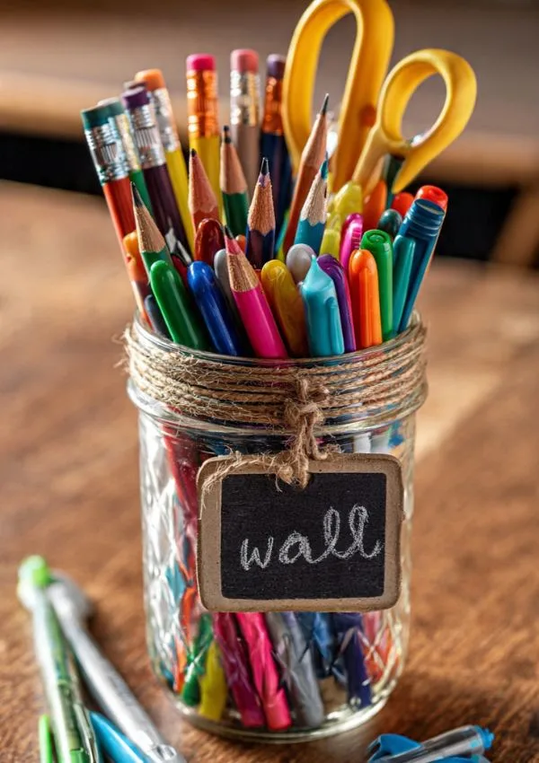 Mason Jar School Supply Holder