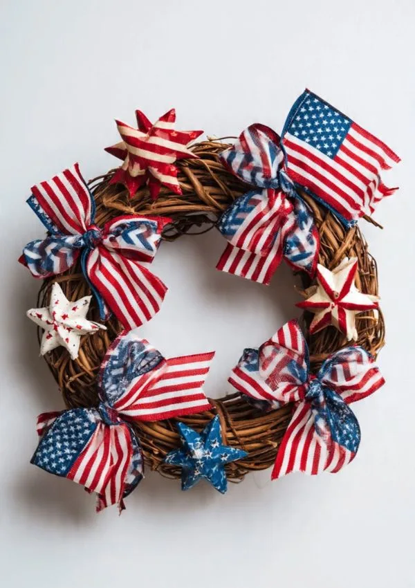 Mini Patriotic Grapevine Wreath