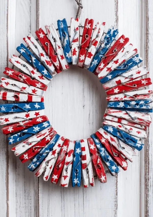 Patriotic Clothespin Wreath