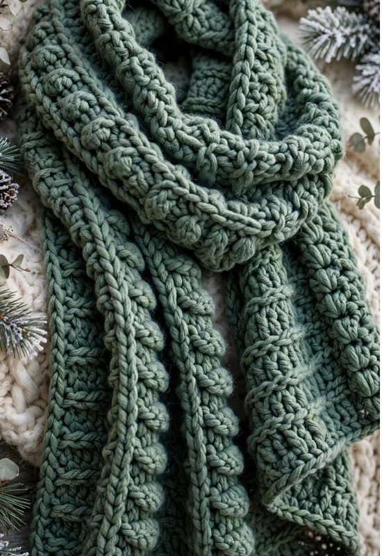 Alpine Stitch Crochet Scarf