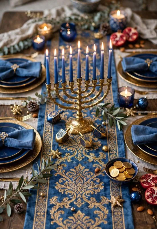 Blue and Gold Table Runner 