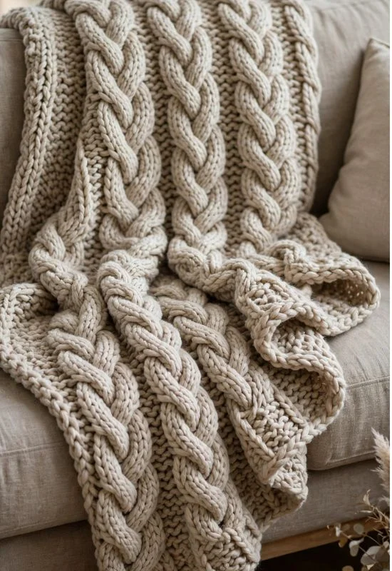 Cable Stitch Crochet Blanket