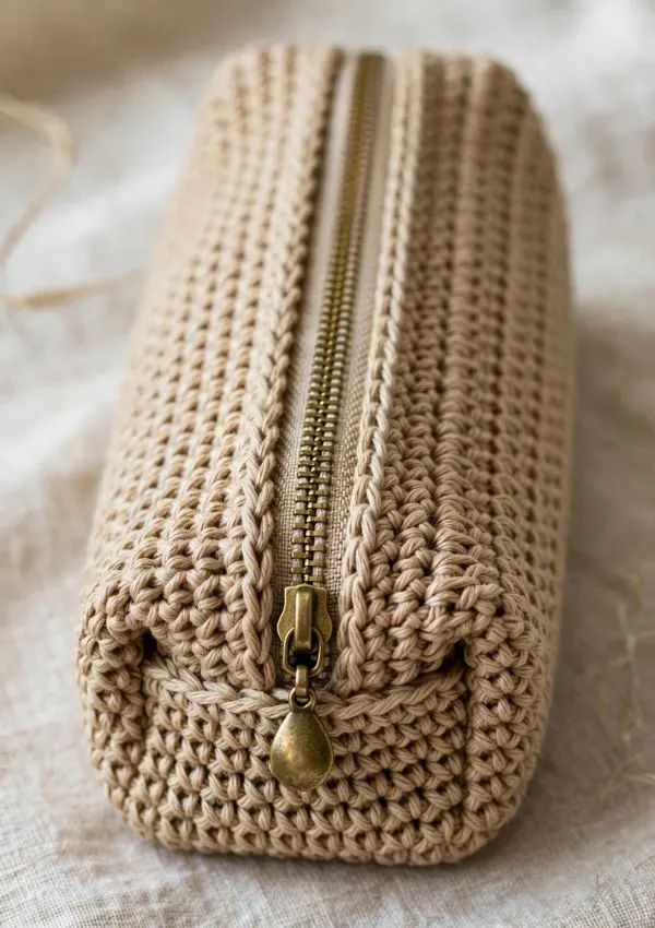 Classic Zipper Crochet Pencil Case