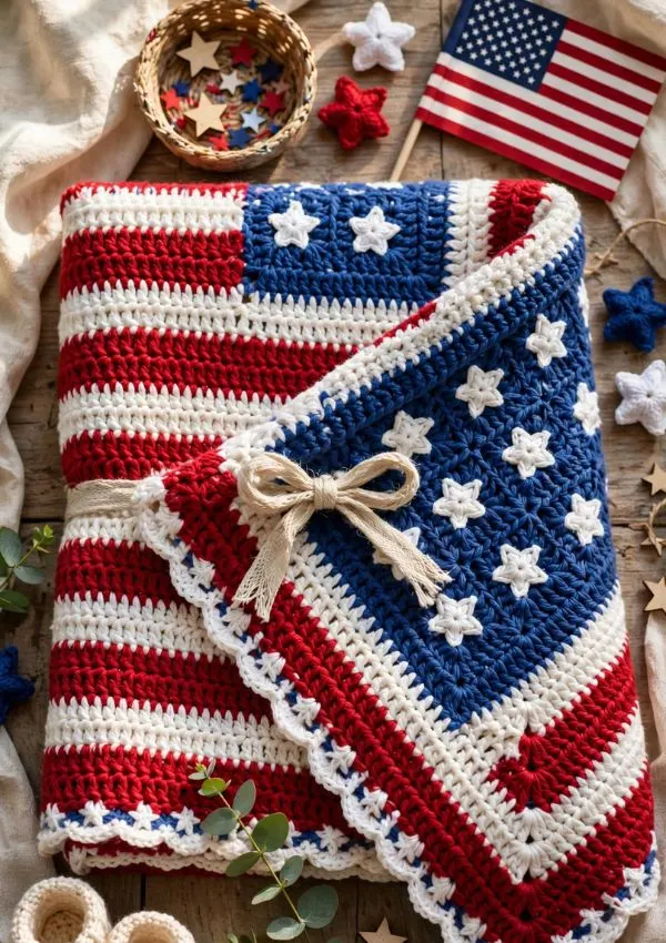 Crochet Patriotic Door Hanger