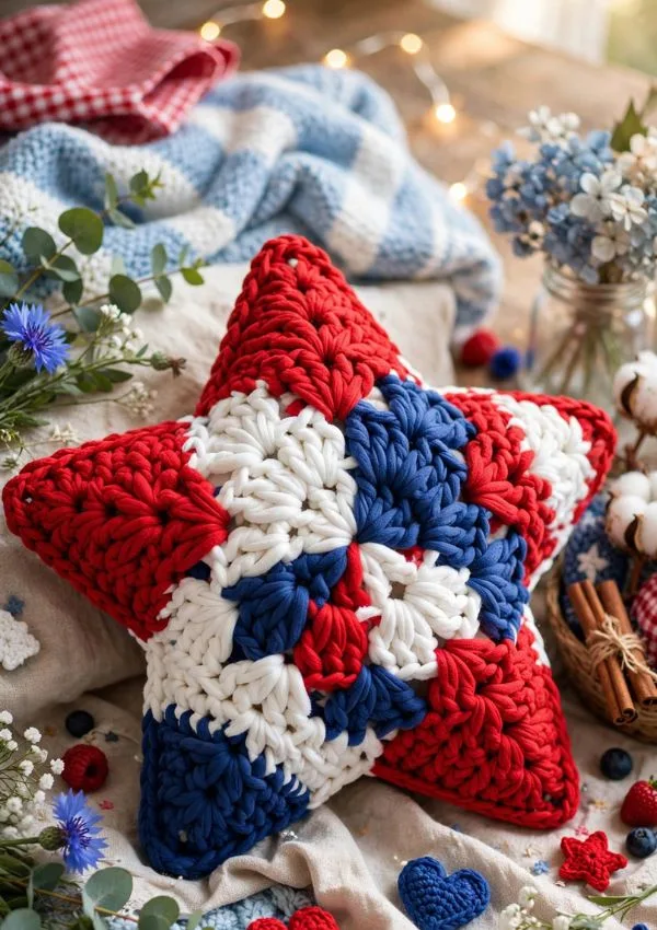 Crochet Star Pillow
