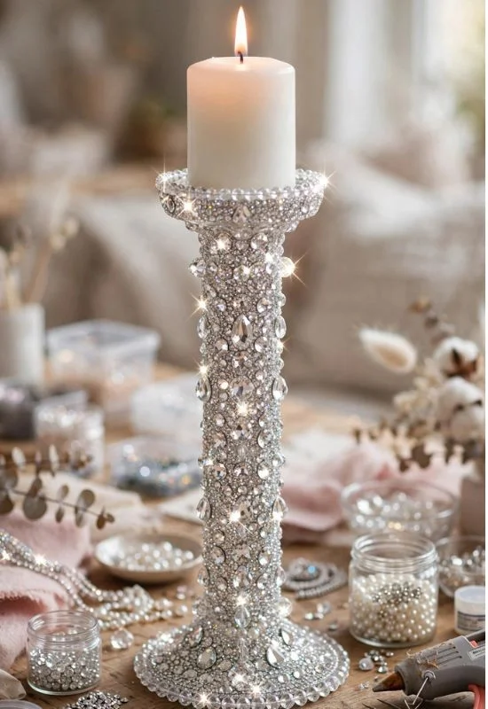 Crystal Pillar Candle Stand