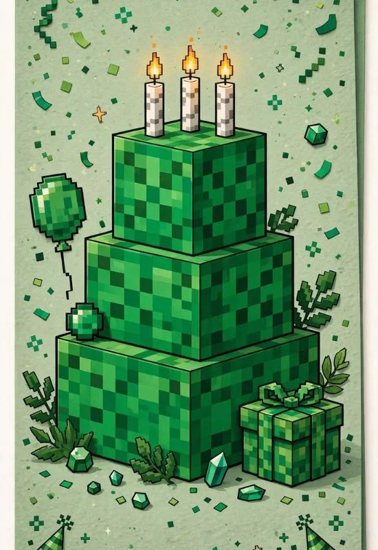 Emerald Block Birthday Card