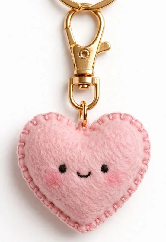 Felt Heart Charm Keychain