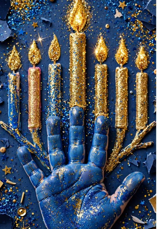 Glitter Handprint Menorah