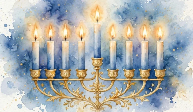 Hanukkah Menorah Watercolor