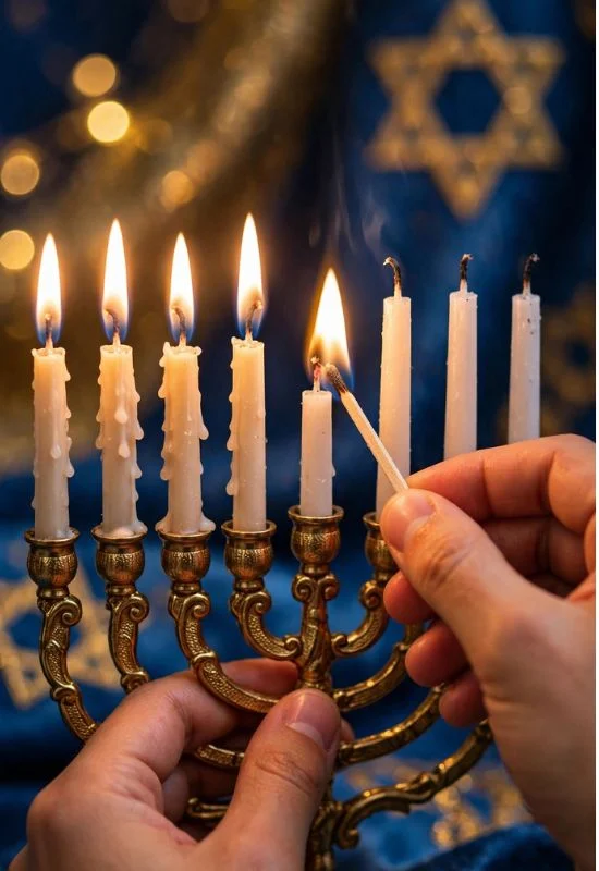 Lighting the Menorah