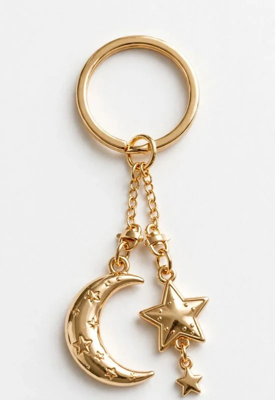Mini Moon and Star Charm Keychain