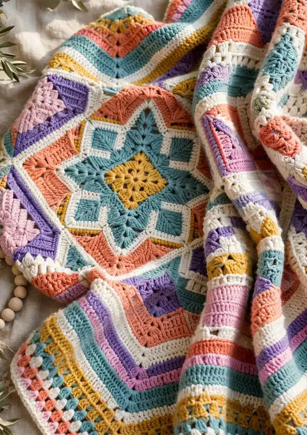 Mosaic Crochet Baby Blanket