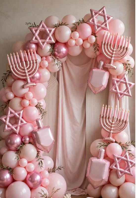 Pink Hanukkah Balloon Arch