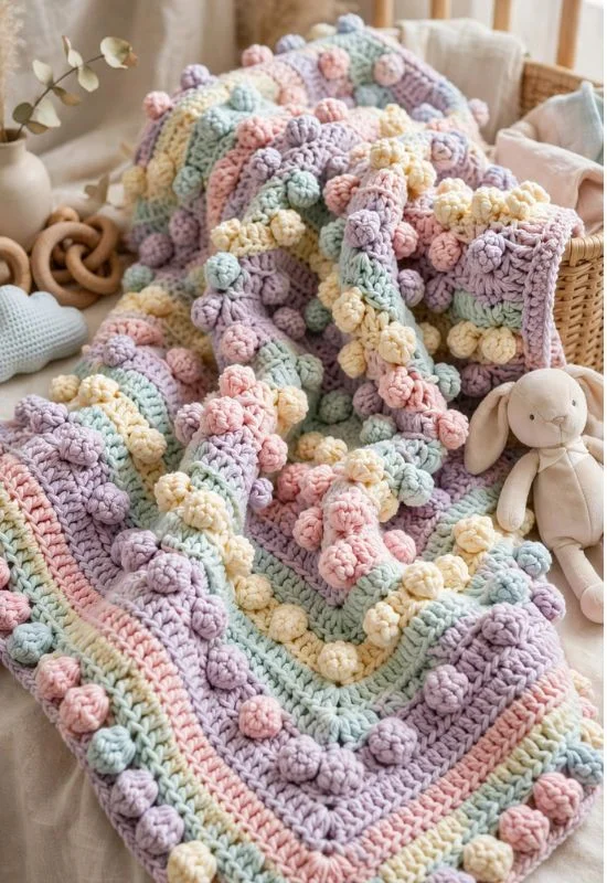 Popcorn Stitch Baby Blanket