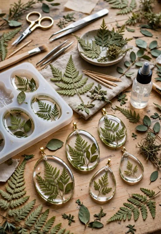 Pressed Leaf Resin Charm
