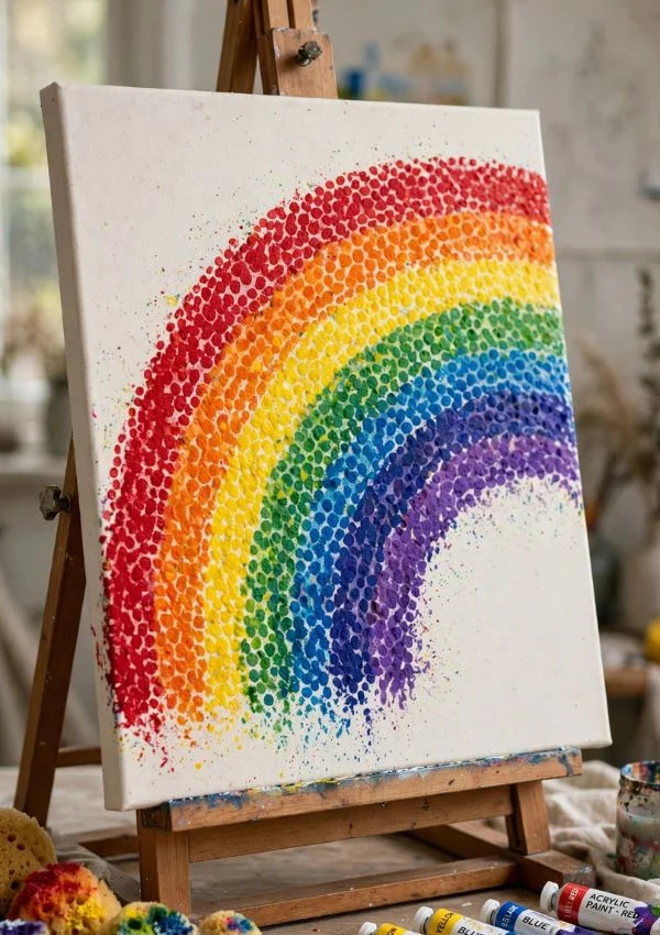 Rainbow Sponge Painting