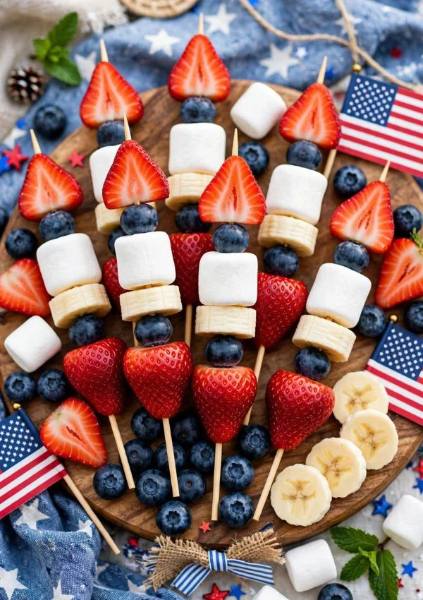 Red, White, and Blue Fruit Kabobs