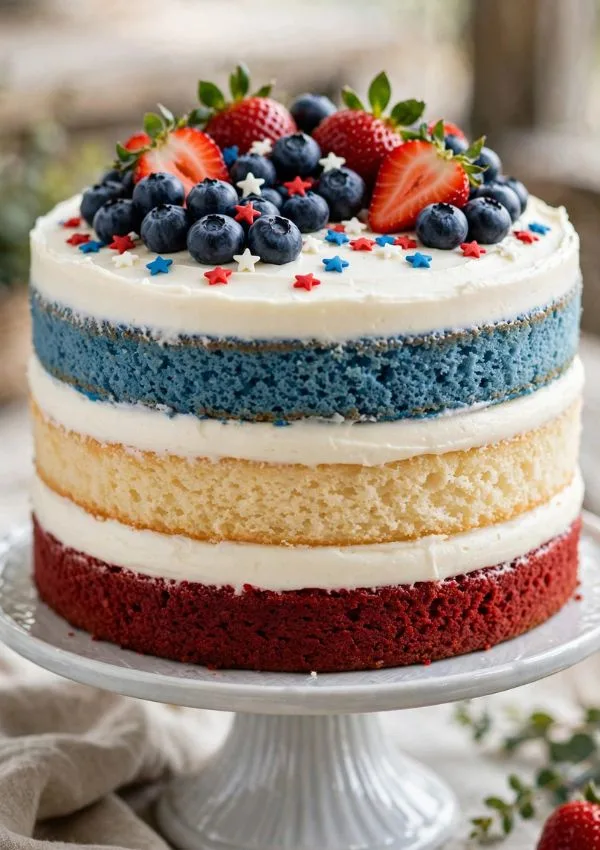 Red, White, and Blue Layer Cake