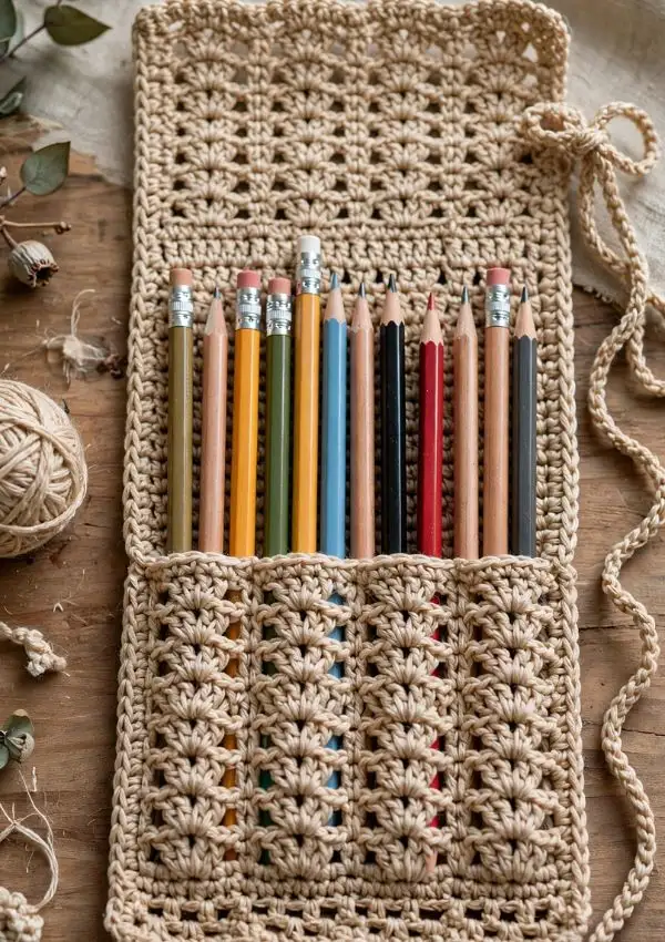 Roll-Up Crochet Pencil Case