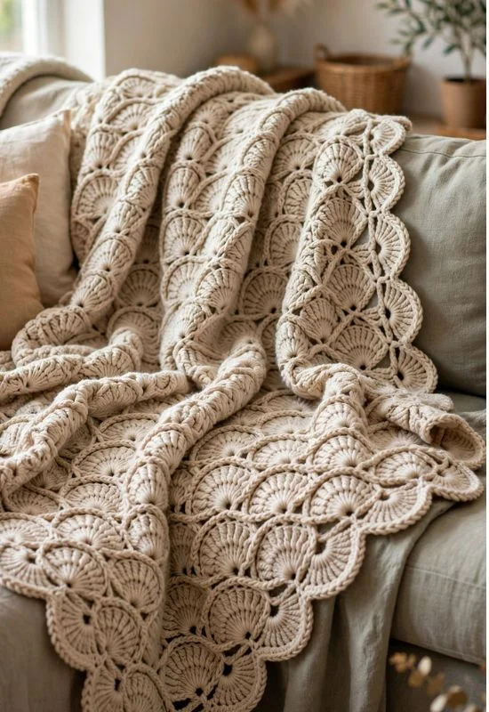 Shell Stitch Crochet Throw