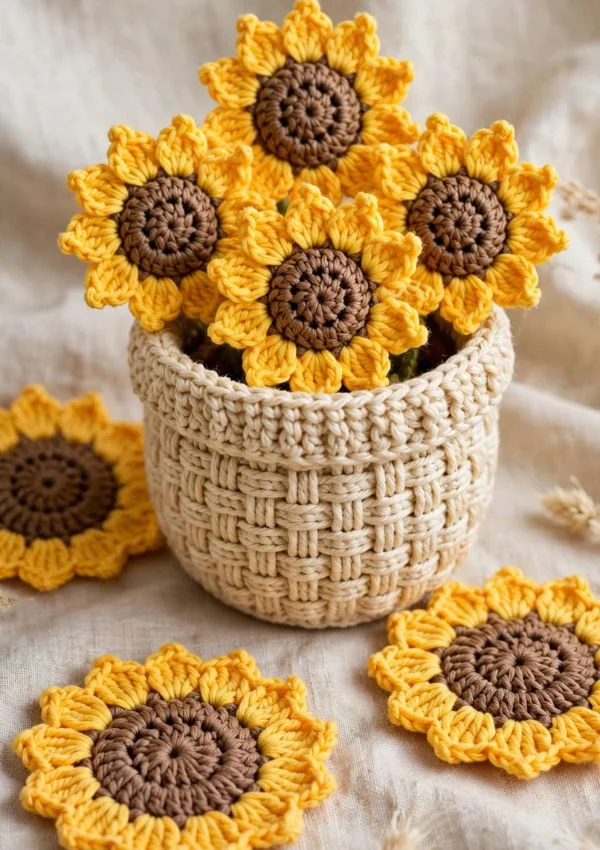 Sunflower Coaster Pot