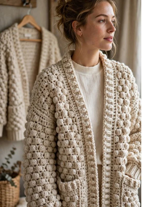Textured Crochet Cardigan