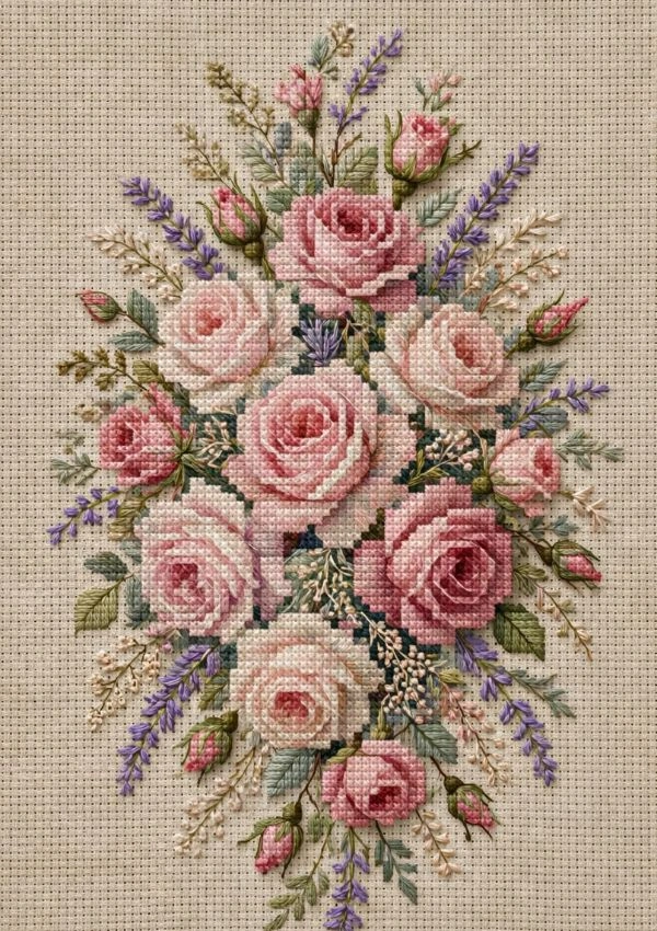 Victorian Rose Bouquet Pattern