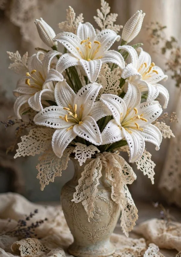 Vintage Lace Lily Bouquet