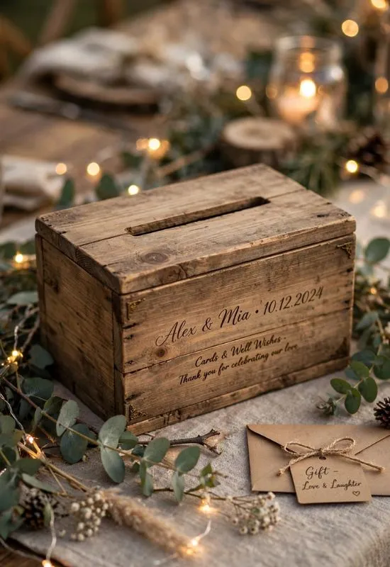 Wooden Wedding Card Box