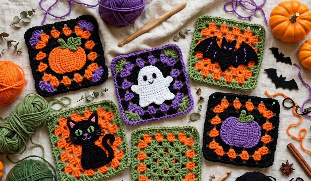 halloween granny square crochet