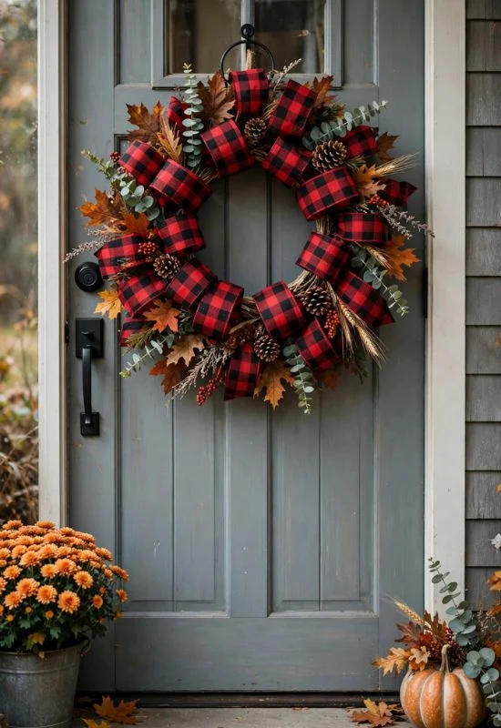 Buffalo Plaid Ribbon Wreath