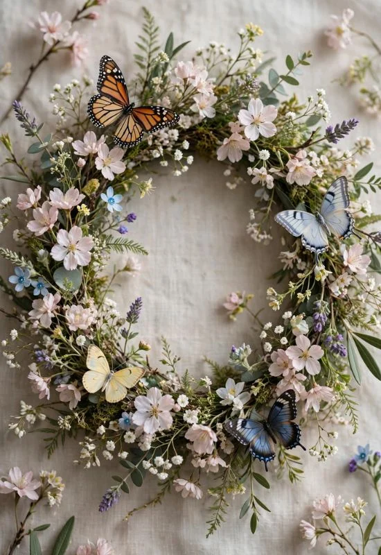 Butterfly Flower Wreath