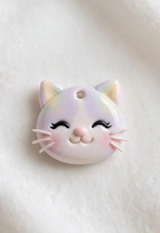 Clay Cat Face Charm