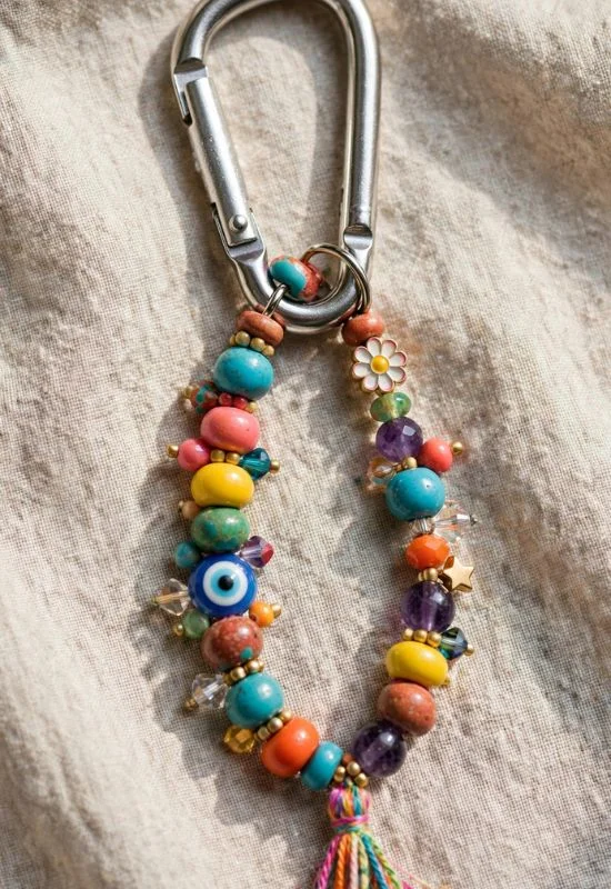 Colorful Beaded Carabiner Charm