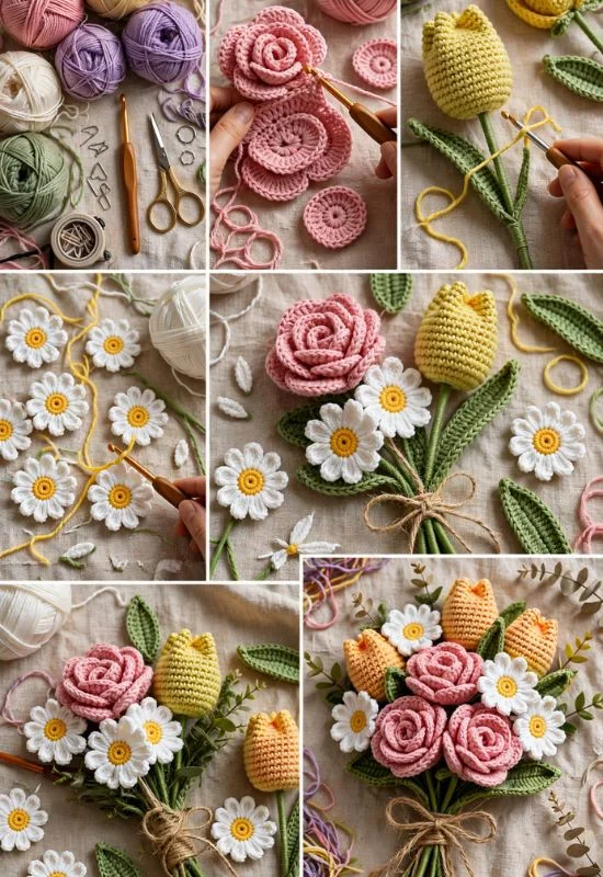 Crochet Flowers Bouquet
