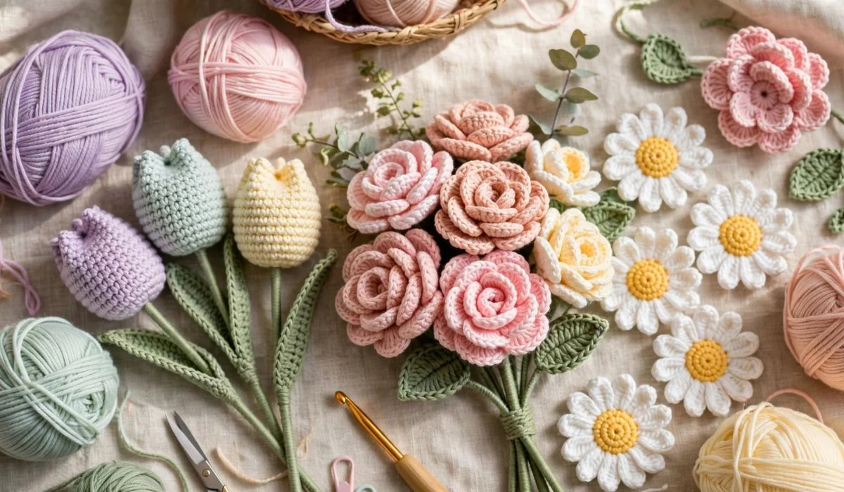Crochet Flowers Bouquet Tutorial