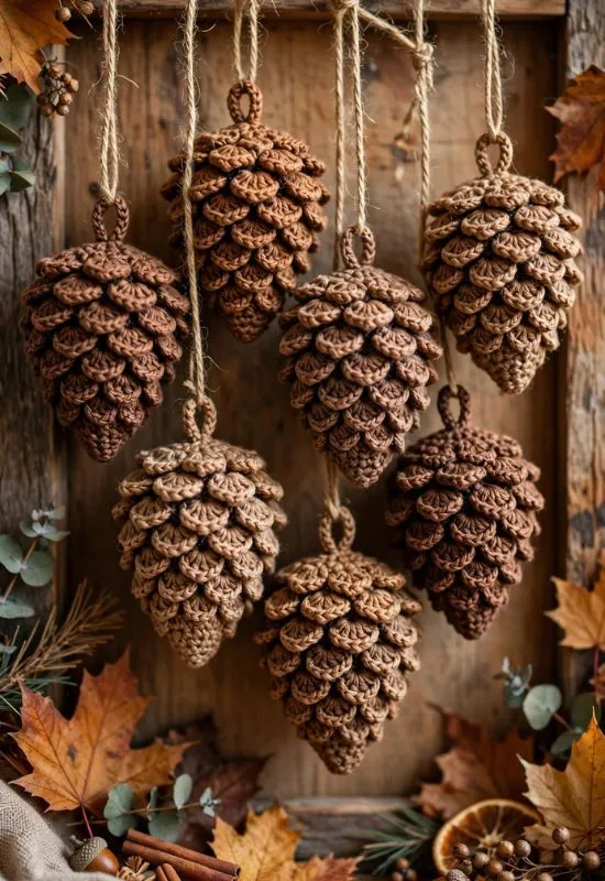 Crochet Pinecone Ornaments