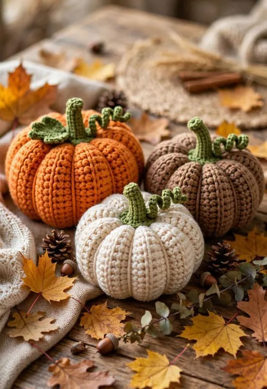 Crochet Pumpkin Trio