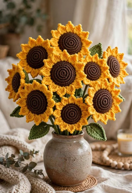 Crochet Sunflower Bouquet