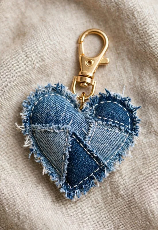 Denim Heart Charm