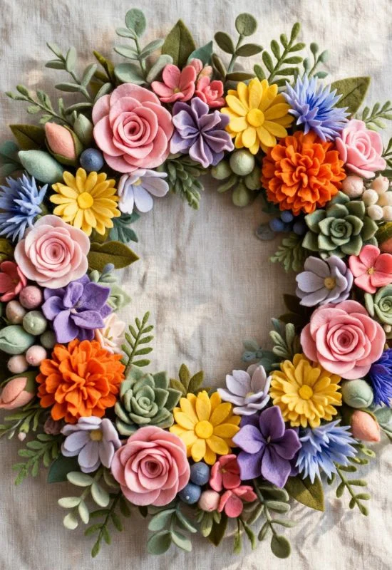 Felt Flower Wreath