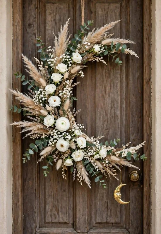 Floral Crescent Eid Wreath