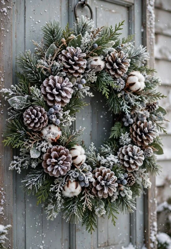Frosted Pinecone Wreath